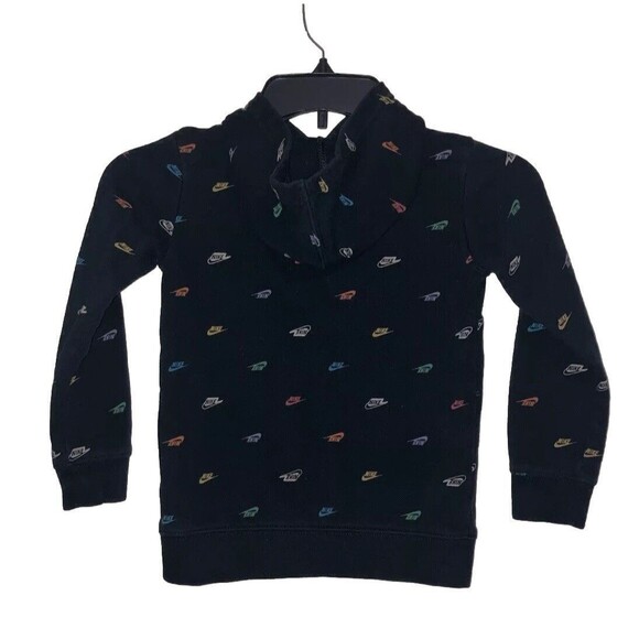 Nike Hoodie Sweater Black Spell Out All Over Print Unisex Size Small (4-5 Years) - Picture 2 of 8